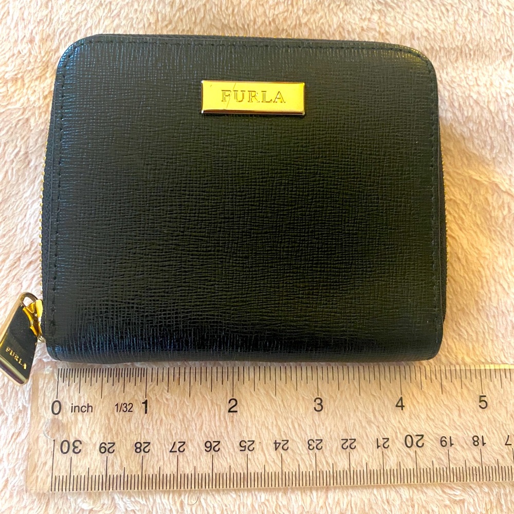 Furla like new black genuine leather wallet